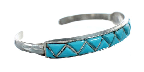 Native American Zuni Sterling Silver Turquoise Cuff Bracelet NX11588